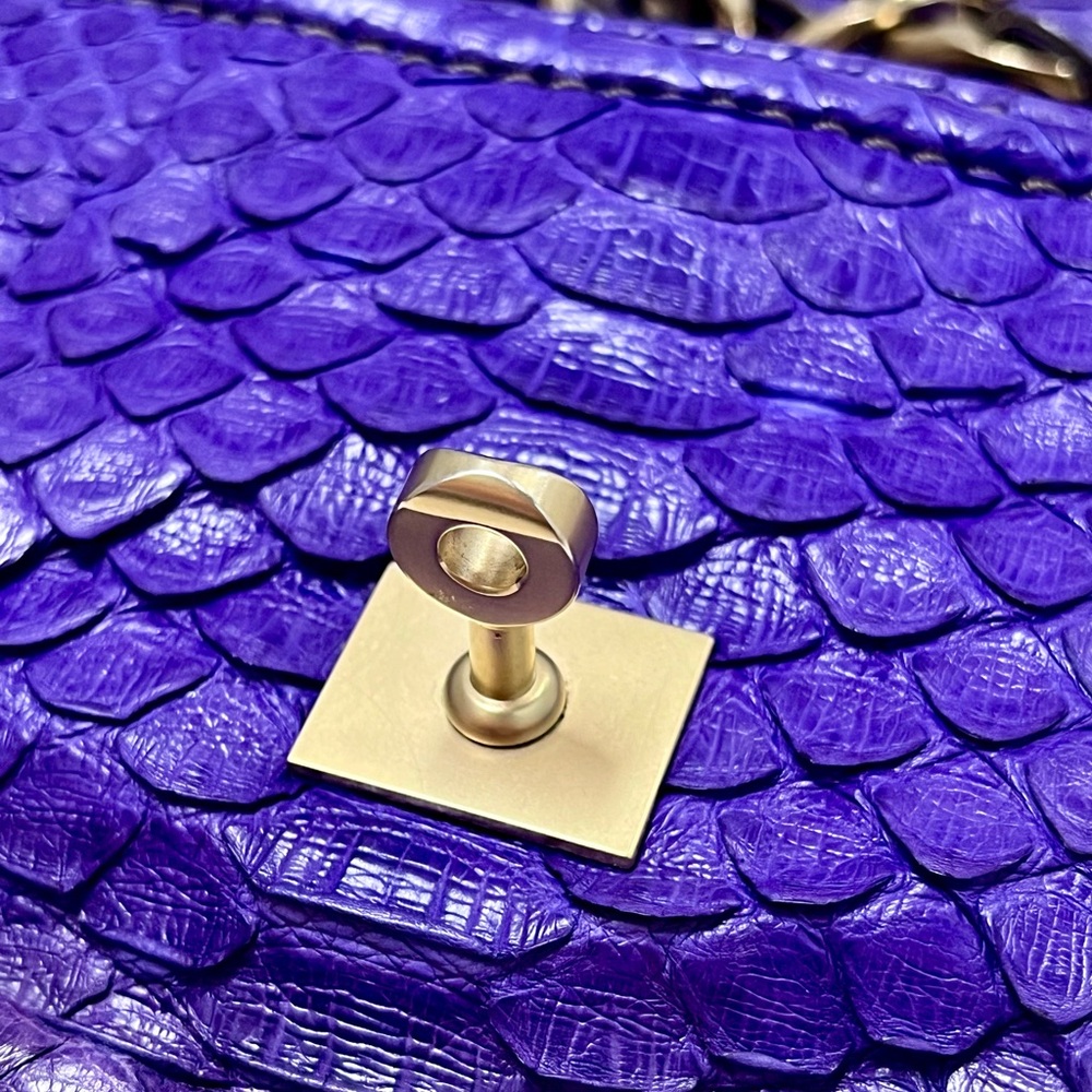 Zagliani Handmade Vintage Python Puffy Clutch Bag… - image 5